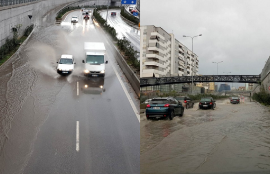 Reshjet e dendura të shiut, përmbyten në pak orë rrugët e Tiranës