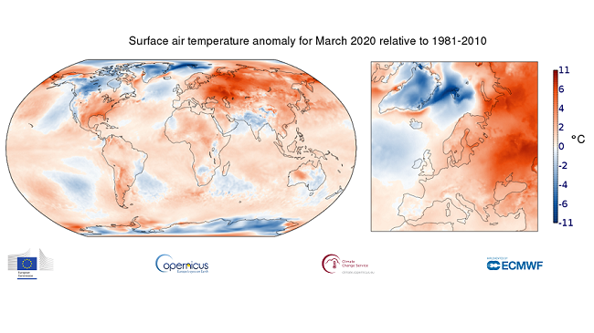 Marsi i vitit 2020 i gjashti më i ngrohti në Evropë që nga viti 1979