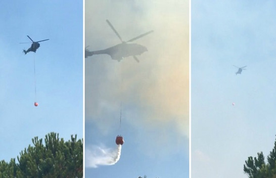 Zjarri mes Mallakastrës dhe Roskovecit, helikopteri ‘Cougar’ i Forcave Ajrore nis operacionin për shuarjen e flakëve