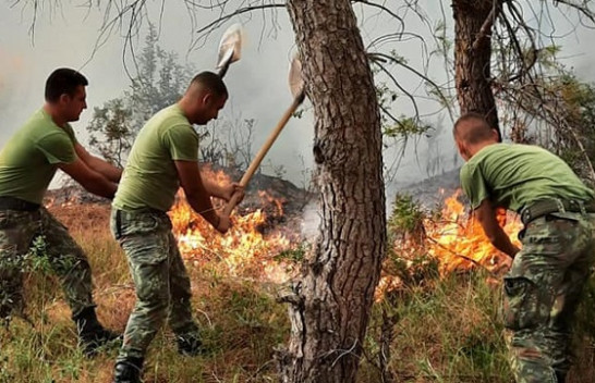Karaburuni nën flakë/ S’ka ndërhyrje nga ajri, 40 ushtarë ndihmojnë zjarrfikësit
