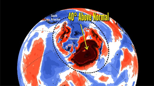 Një valë e fortë e të nxehtit po prek një pjesë të madhe të Antarktidës me temperatura deri në 40 gradë mbi mesataren