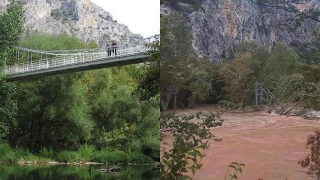 Dy fotografi që ilustrojnë shkallën e katastrofës nga përmbytjet në Greqi
