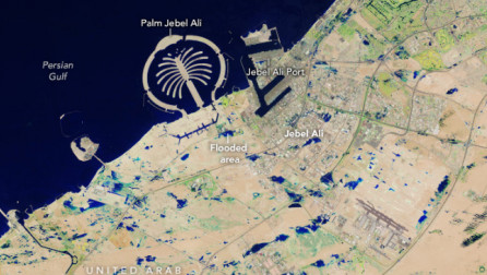 Pamjet e pabesueshme nga hapësira tregojnë pasojat e përmbytjeve që goditën Emiratet