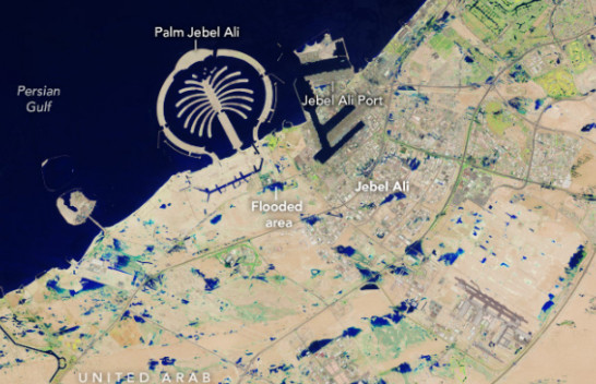 Pamjet e pabesueshme nga hapësira tregojnë pasojat e përmbytjeve që goditën Emiratet