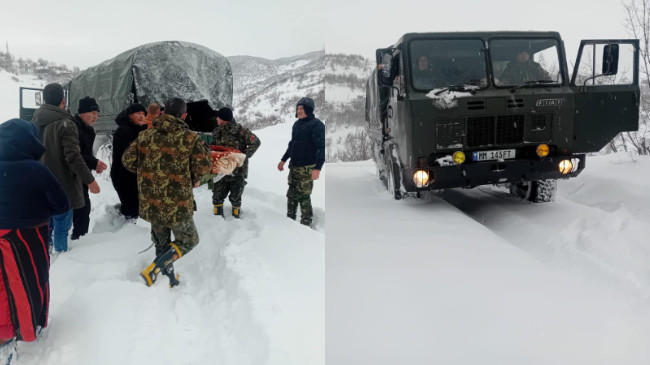Forcat e Armatosura transportojnë fëmijën e sëmurë nga një fshat i Bulqizës drejt spitalit