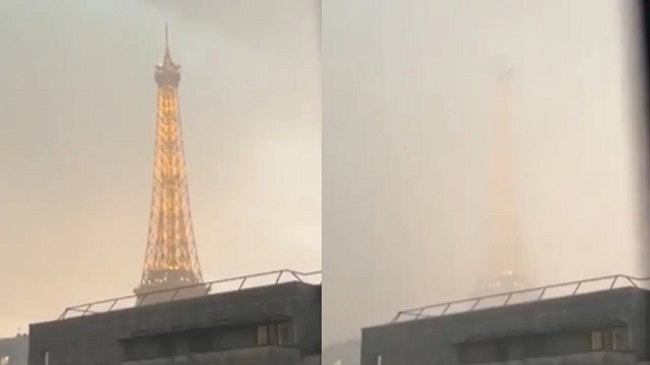 Shikoni si “zhduket” Kulla Eiffel gjatë stuhive të fuqishme