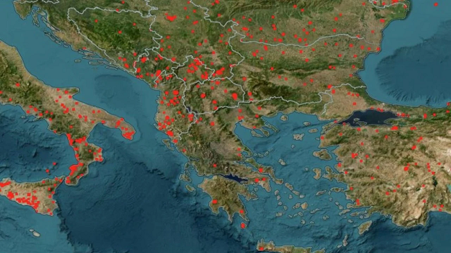 NASA publikon hartën alarmante: Çdo pikë e kuqe është një zjarr aktiv në Tokë