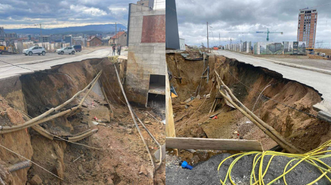 Pamje tronditëse nga Prishtina, rruga shembet dhe ndërpritet furnizimi me ujë në disa lagje