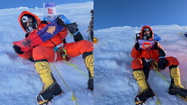 Petrit Kllokoqi ngjitet në majën e Everestit, valëvit flamurin kombëtar dhe shtetit të Kosovës